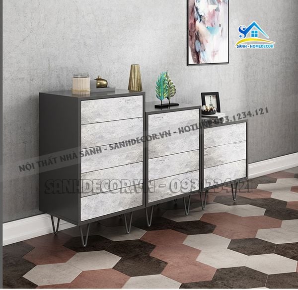  Tủ Trang Trí Bắc Âu Tone Màu Xám - Ttt15 