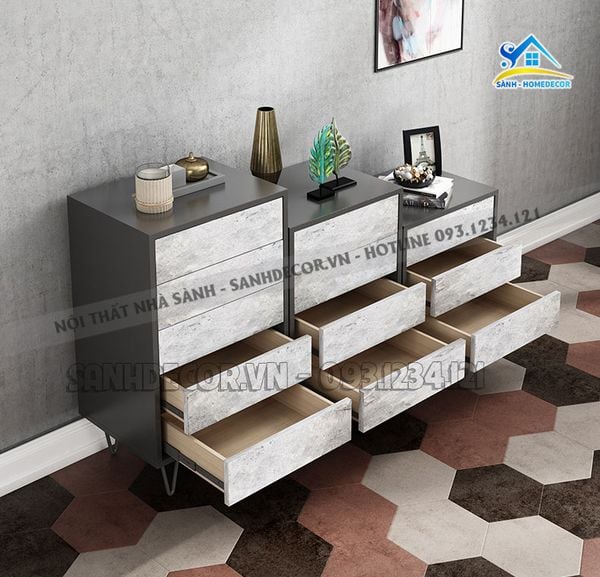  Tủ Trang Trí Bắc Âu Tone Màu Xám - Ttt15 