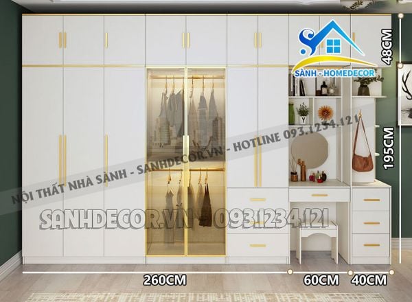  Tủ Quần Áo Liền Bàn Trang Điểm Hiện Đại - Tqa148 