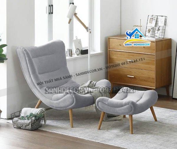  Ghế Thư Giãn Bọc Nhung Kèm Đôn Cao Cấp - Sgtg11 