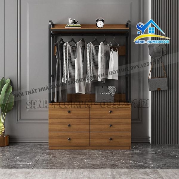  Kệ Treo Quần Áo Kèm Ngăn Để Đồ Đa Năng - Kqa15 