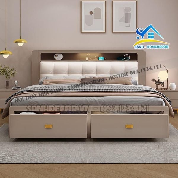  Giường Ngủ Đầu Giường Bọc Nệm Cao Cấp Sg134 