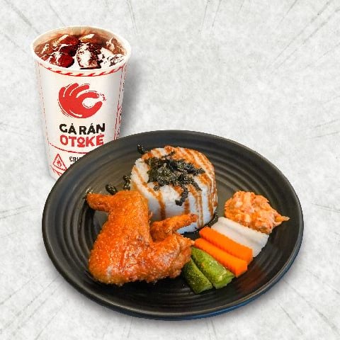  Combo Cơm Gà Rán Phủ Xốt + Nước 