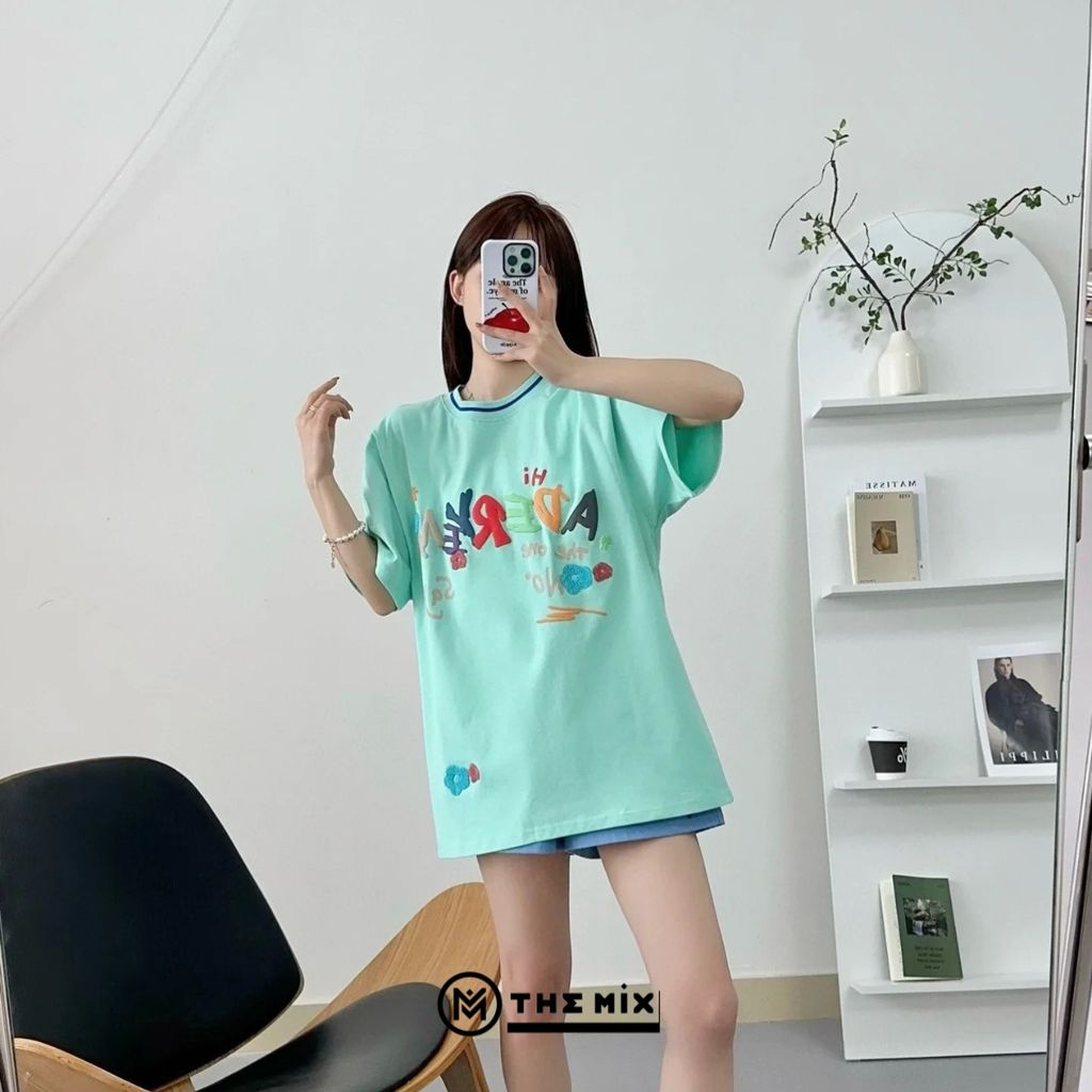 QA_Áo Thun Ader Print Crew - Mint Green Xanh