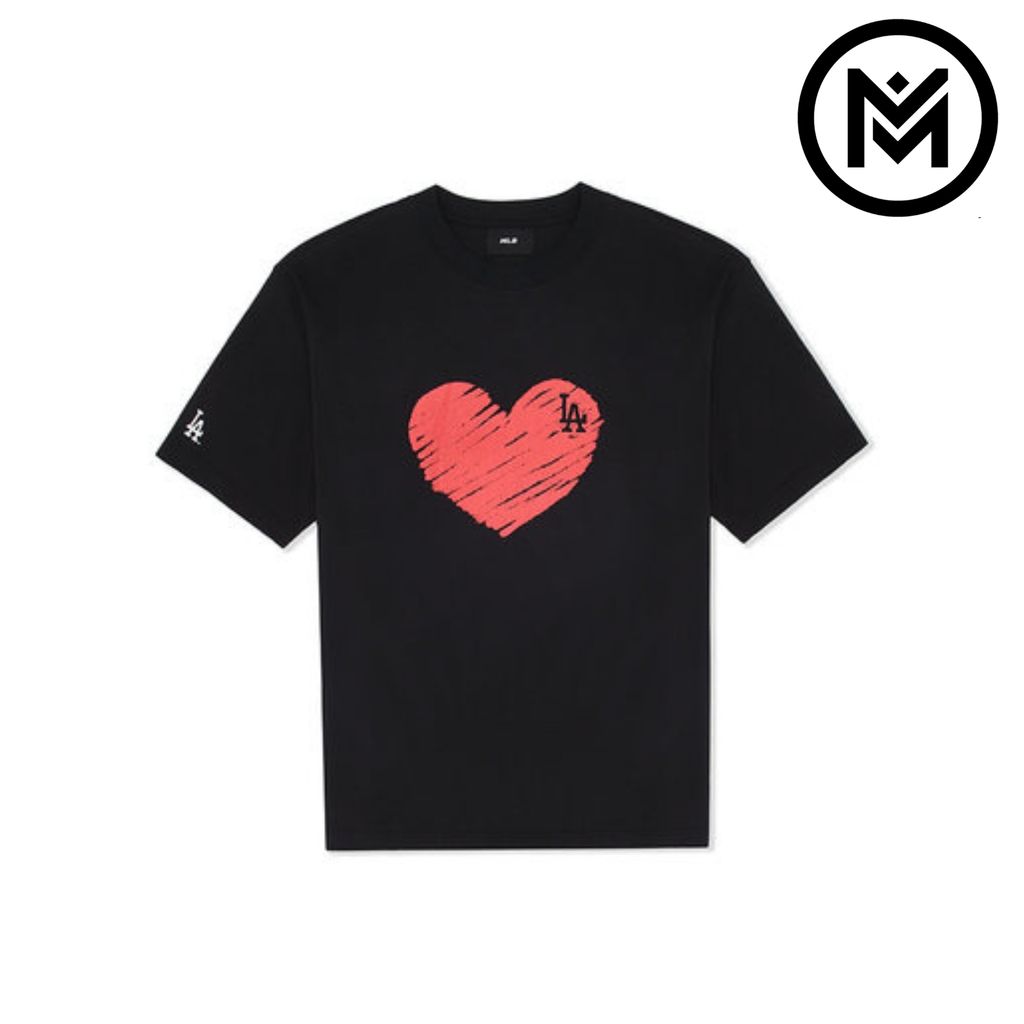 Áo thun MLB T-Shirt LA Heart Black Red