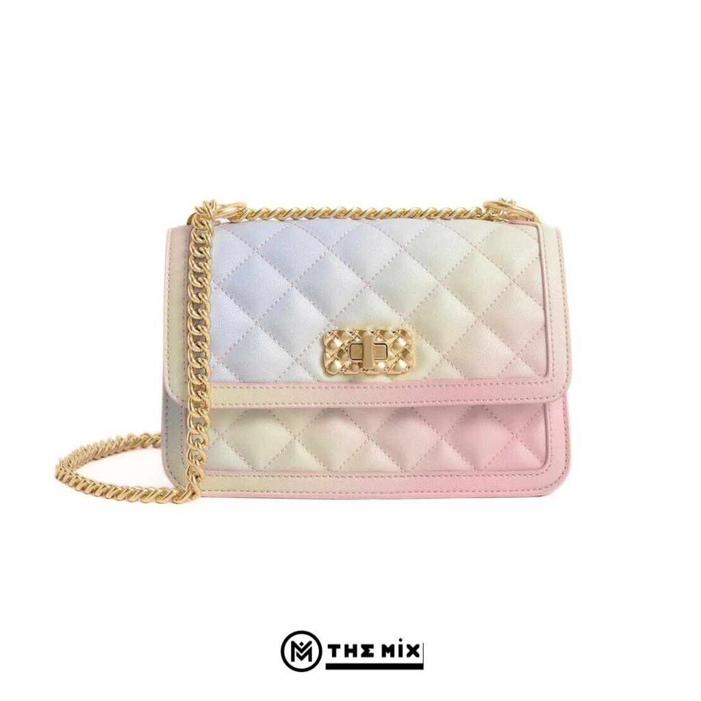 Túi Đeo Chéo Nữ Charles & Keith Micaela Quilted Chain - Multi Pink