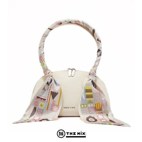Túi Charles and Keith Alcott Scarf-Wrapped Bowler Bag - Beige