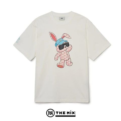 Áo Thun MLB Rabbit Hồng Dance Màu Trắng