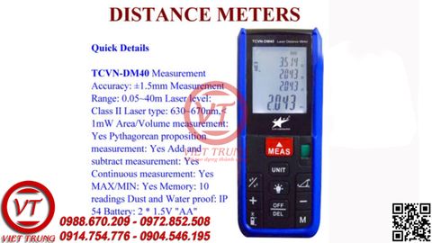 Máy đo khoảng cách laser TCVN-DM40 (VT-MDKC23)