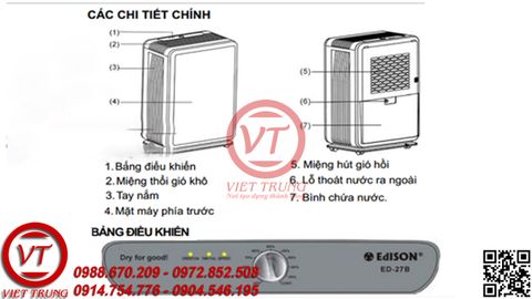 MÁY HÚT ẨM EDISON ED-27B(VT-HA12)