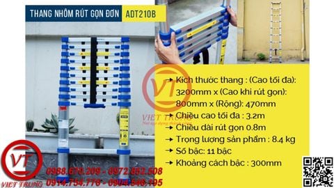 Thang nhôm rút gọn đơn Advindeq ADT210B(VT-TNM368)