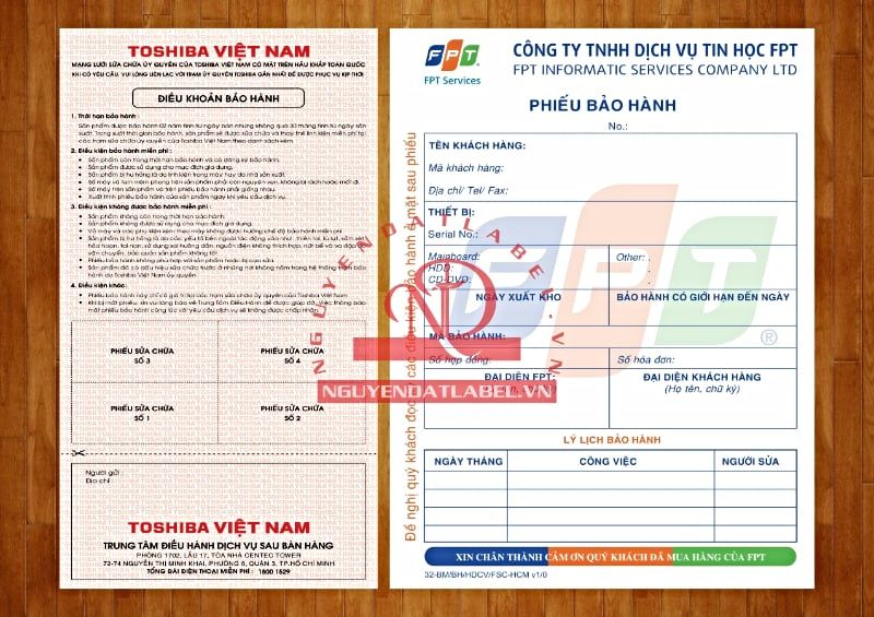 Cuốn Phiếu - Phiếu Bảo Hành - Tờ Rơi