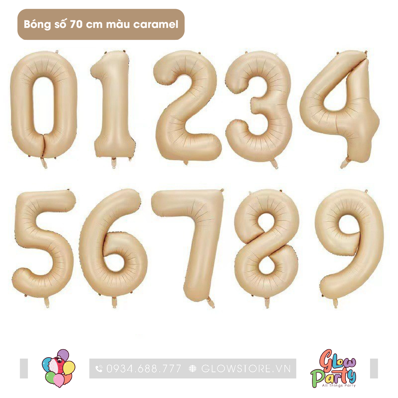 Bóng nhôm số - Caramel 70cm