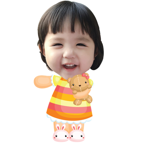  Chibi bé gái ôm gấu bông 