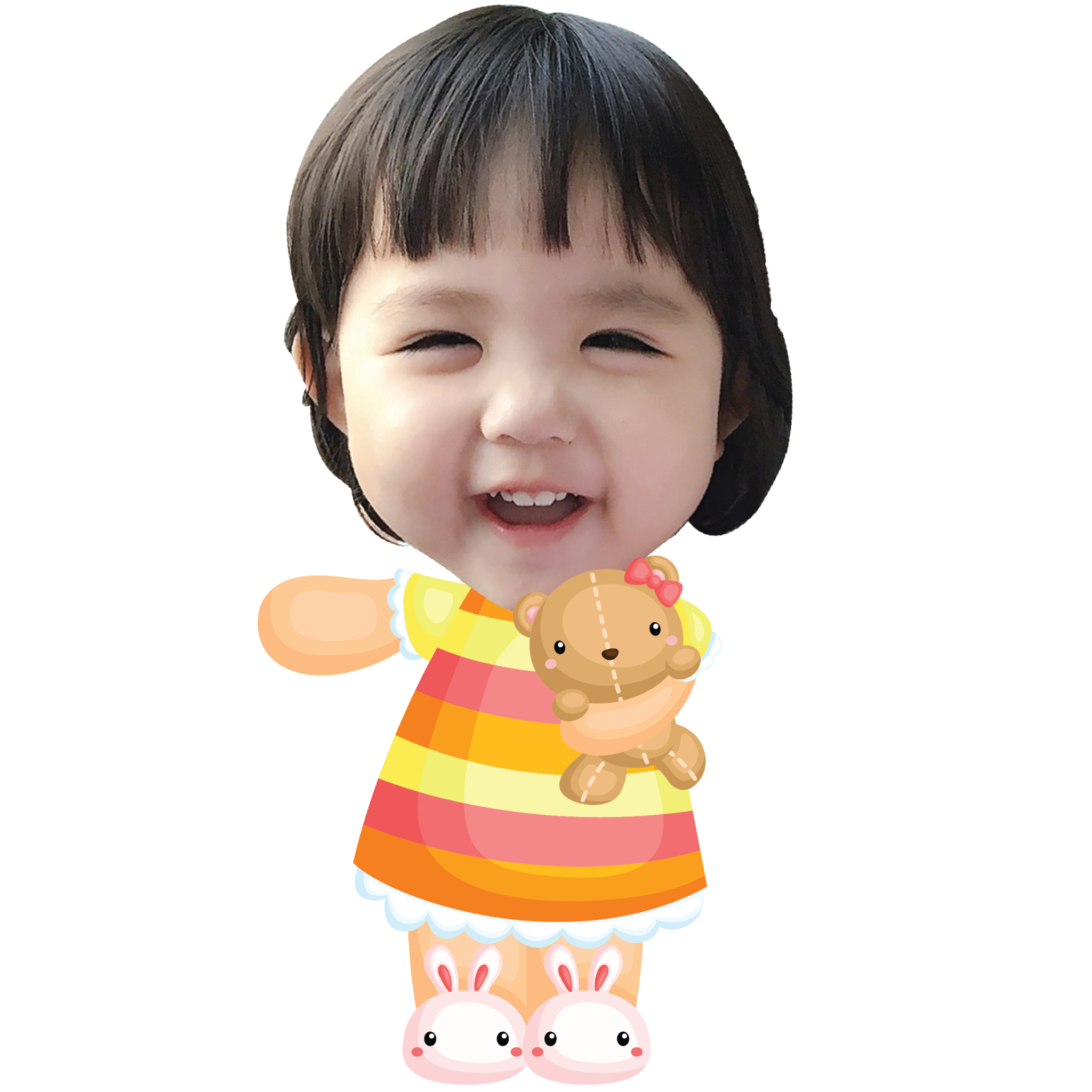 Chibi bé gái ôm gấu bông