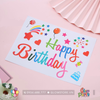 Sticker Happy Birthday nhiều màu dán line bóng