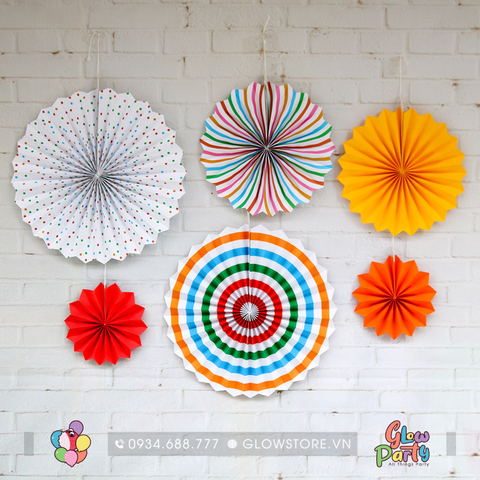  Quạt giấy Nhiều Màu - Bộ 6 món 