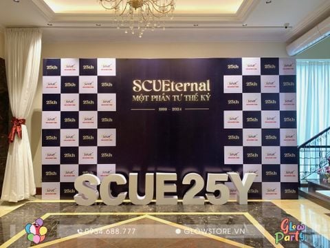 Backdrop 5m x 3m gắn chữ 3D