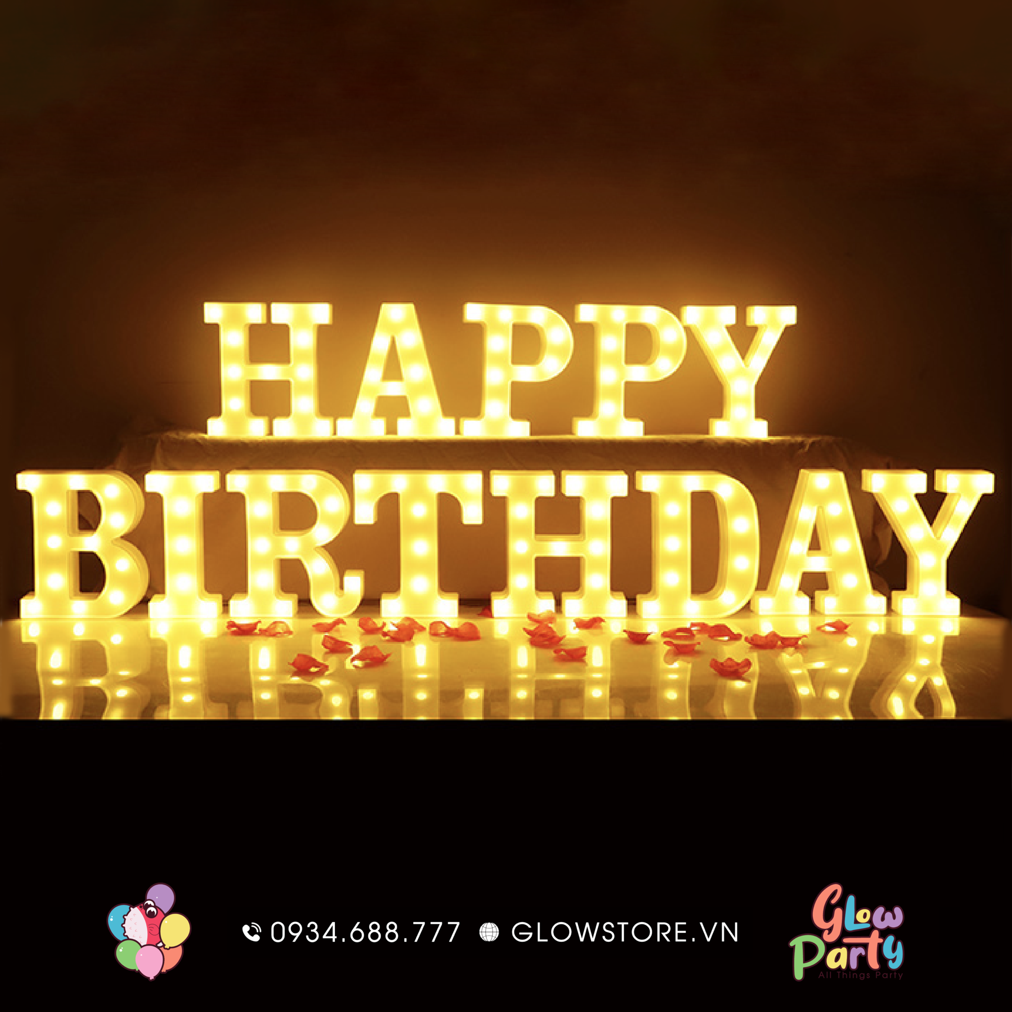 Combo chữ đèn LED - Happy Birthday