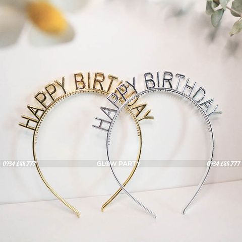  Băng đô cài tóc Happy Birthday - Vàng bạc 