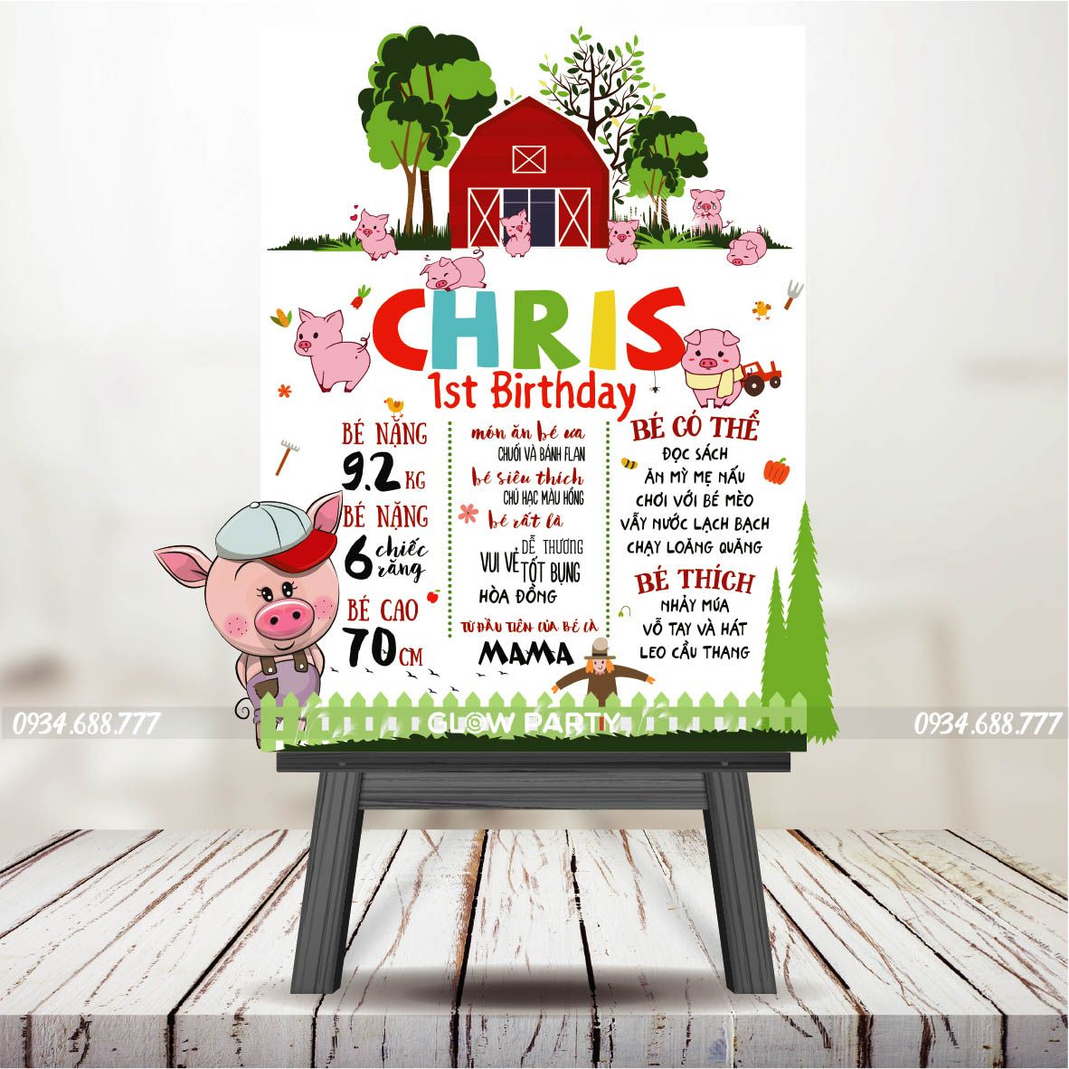Bảng thông tin của bé - Pig and Farm