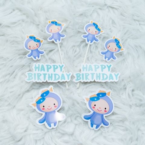  Que cắm Bánh Cupcake - cung Song Ngư (set 10) 