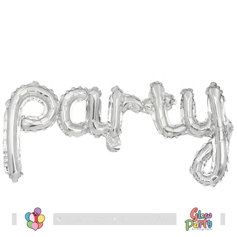 Bóng nhôm bộ chữ Party - Bạc