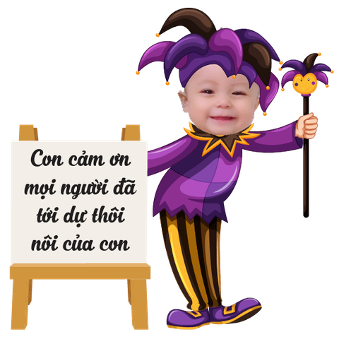  Chibi kèm bảng - Chú hề ảo thuật - mẫu 1 