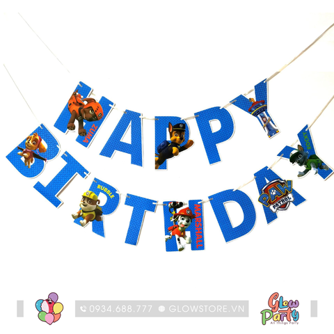  Dây cờ treo chữ Happy Birthday - Paw Patrol 