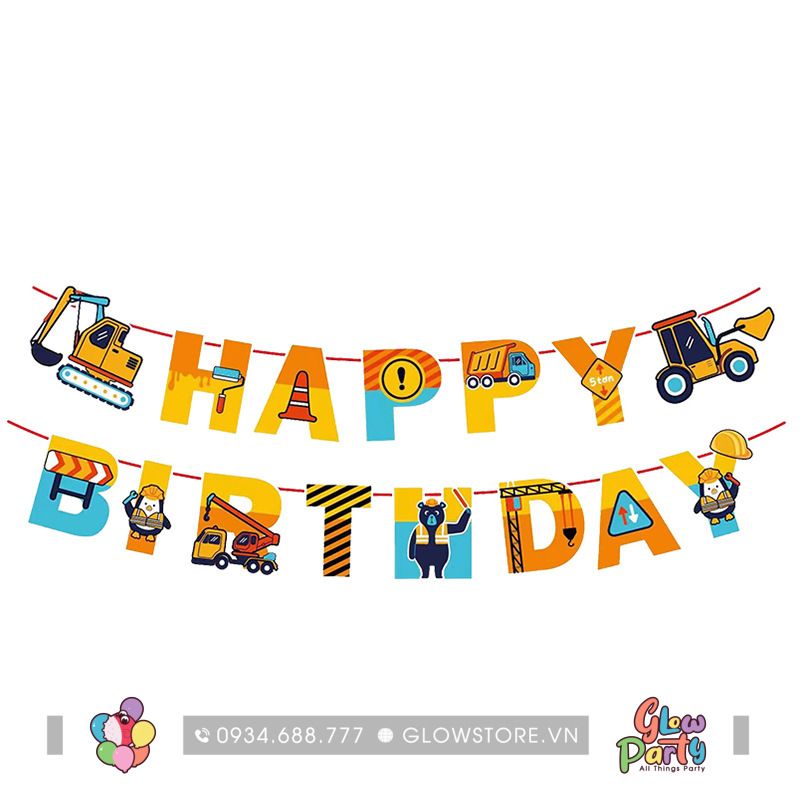 Dây cờ treo chữ Happy Birthday - Xe cẩu