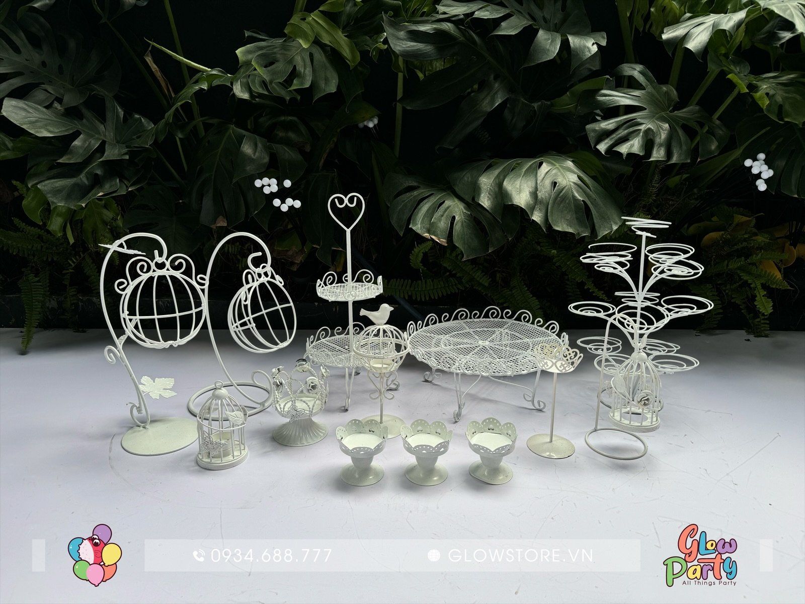 Bộ kệ sắt trắng Vintage
