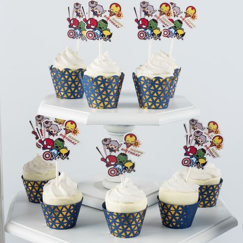  Que cắm Bánh Cupcake - Superhero  (set 10) 