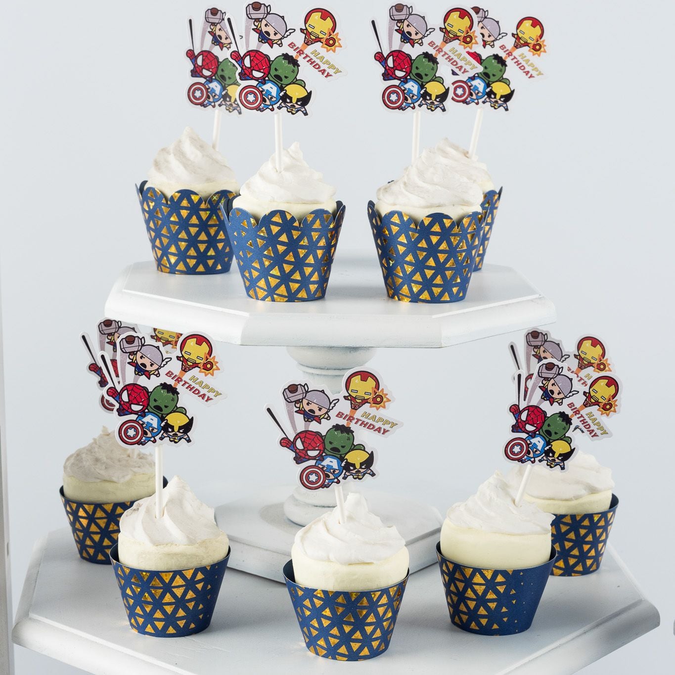 Que cắm Bánh Cupcake - Superhero  (set 10)