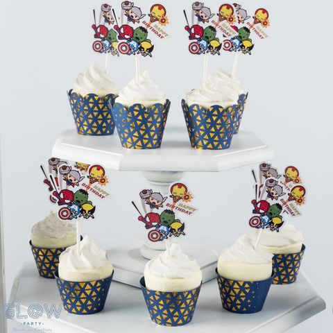  Quấn bánh Cupcake - Xanh Dương ép kim 