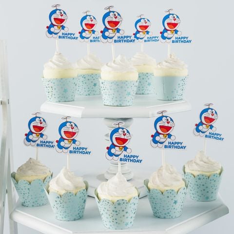  Que cắm Bánh Cupcake - Doraemon (set 10) 