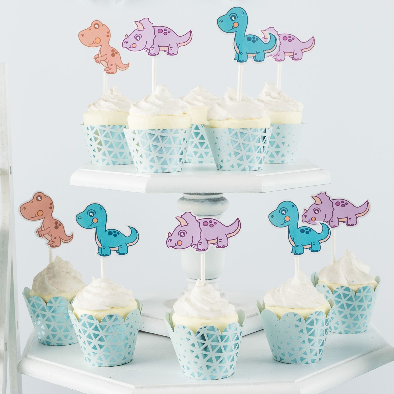 Que cắm Bánh Cupcake - Khủng long (set 10)