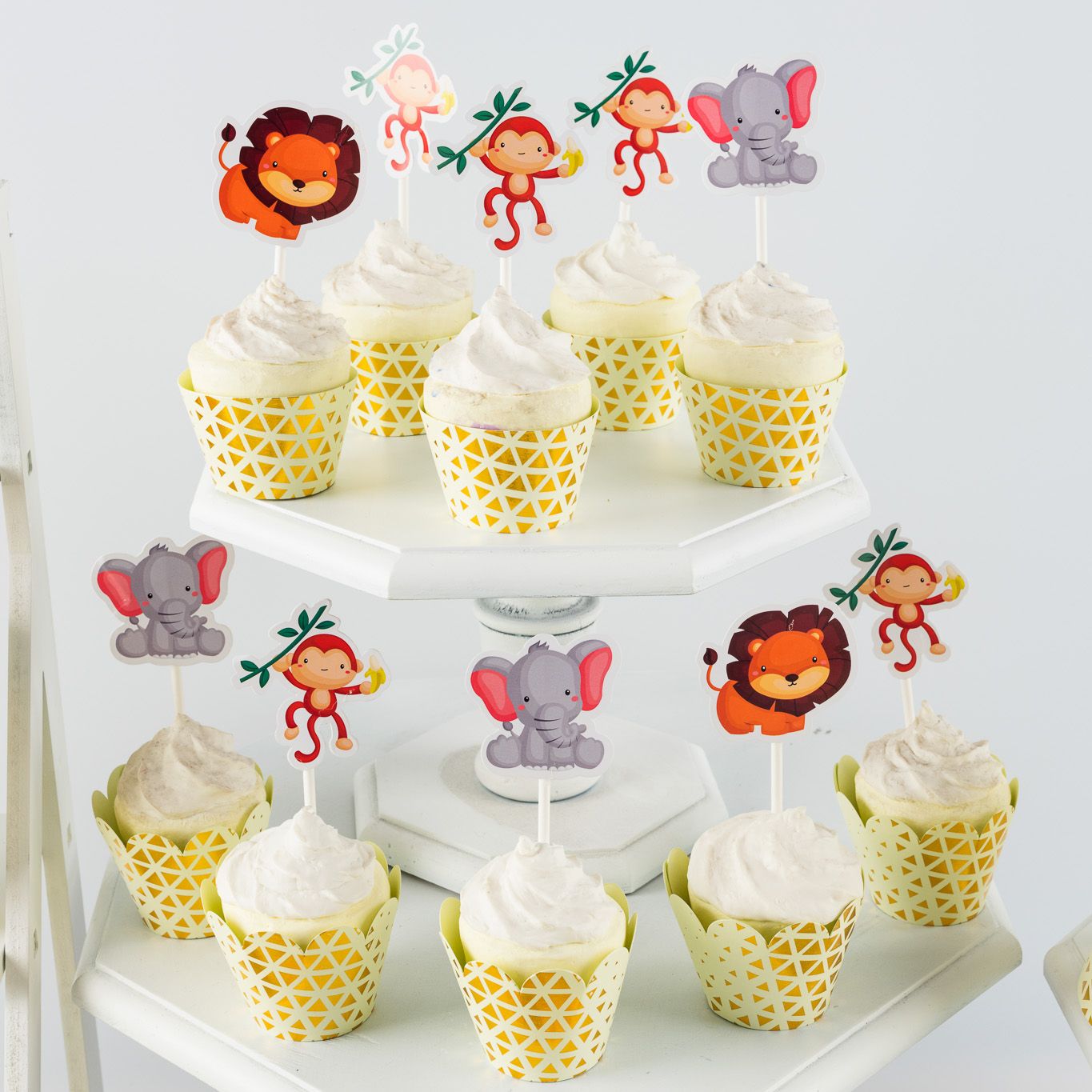 Que cắm Bánh Cupcake - Rừng rậm safari (set 10)