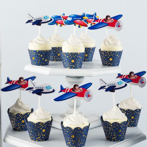  Que cắm Bánh Cupcake - Máy bay (set 10) 