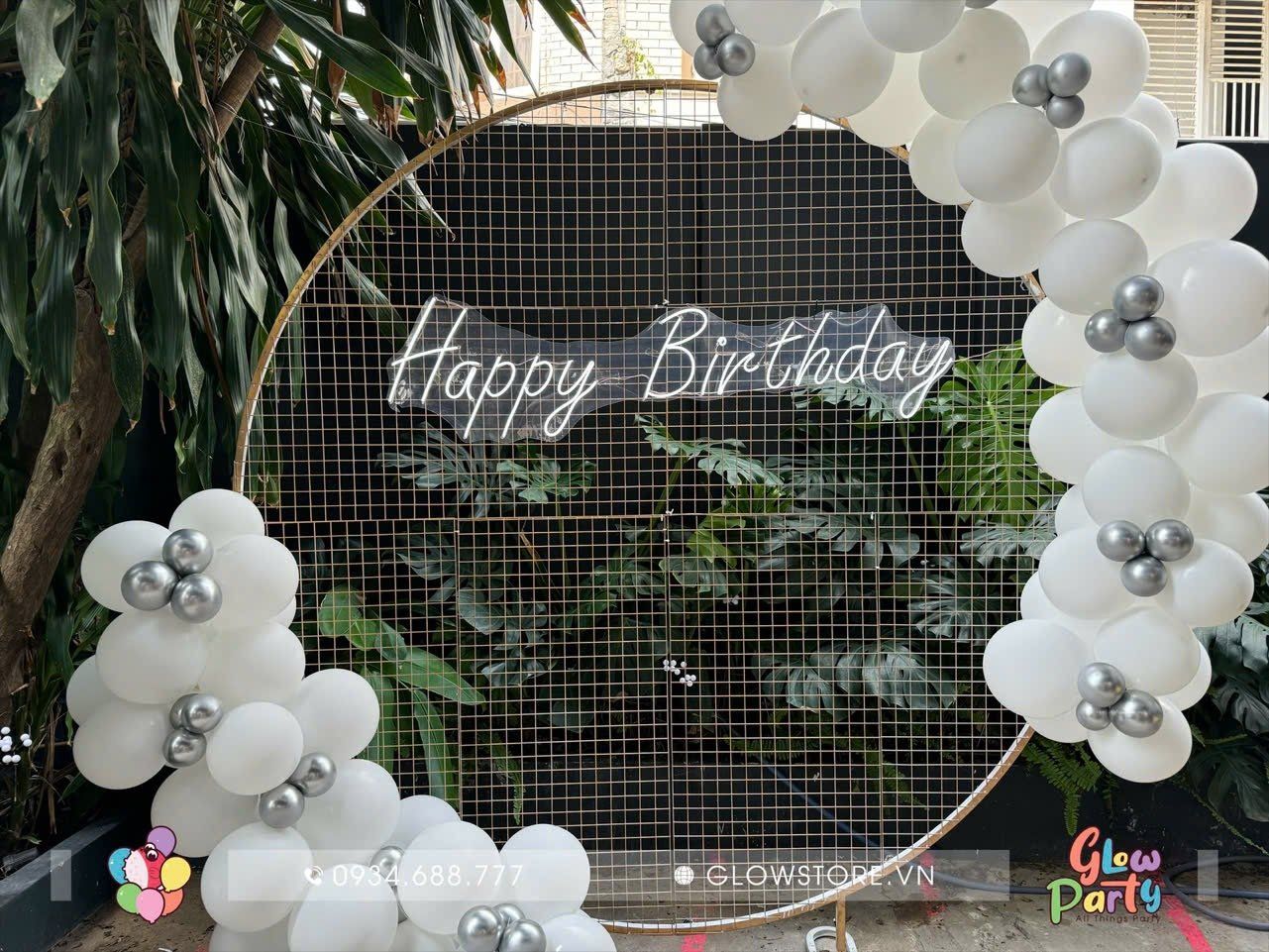 Chữ đèn LED neon - trắng - Happy Birthday