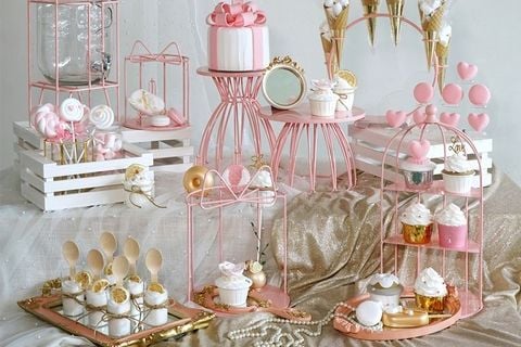  Bộ Kệ Pastel Pink - Set lớn 17 món 