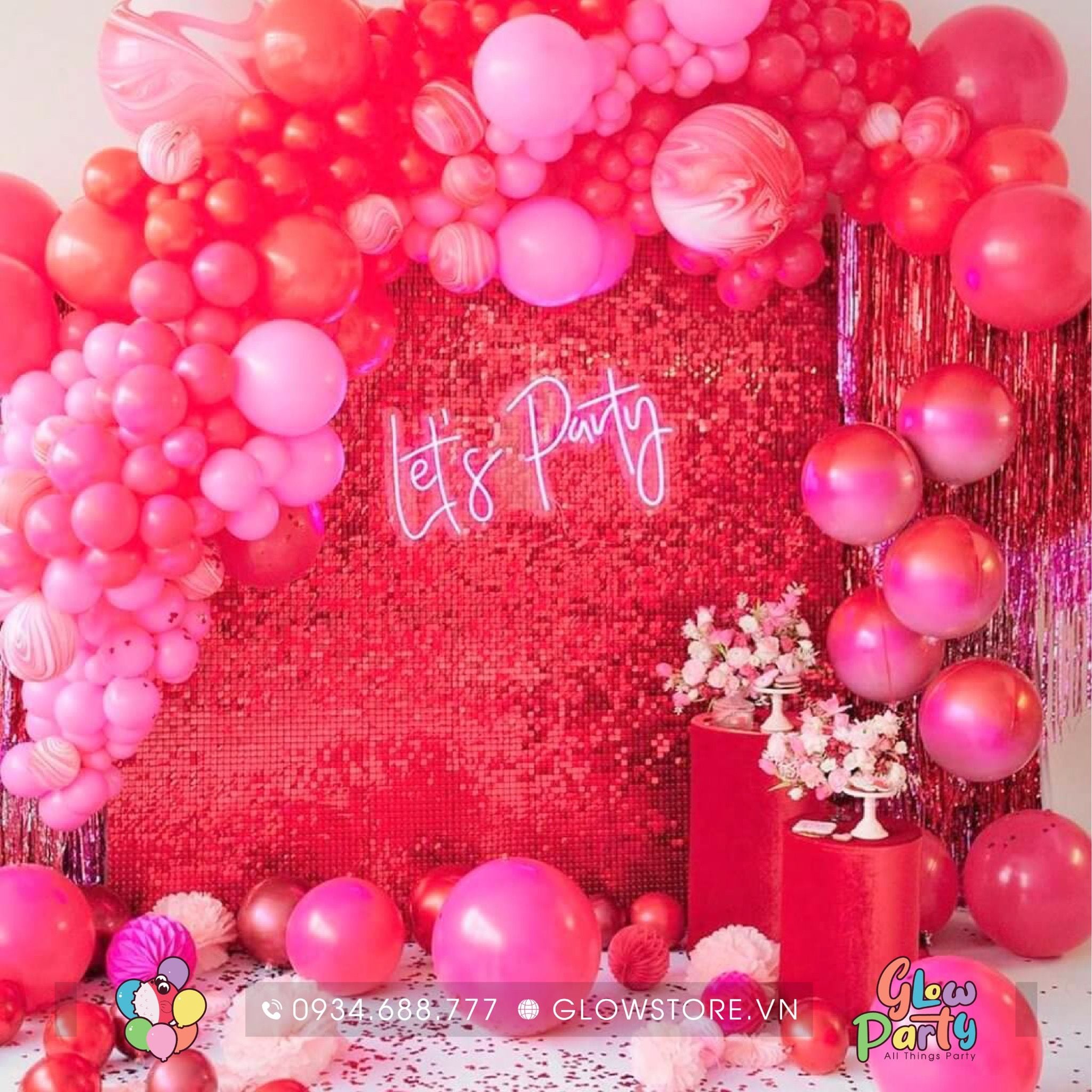 Rèm Background Sequin - Đỏ – Glowstore