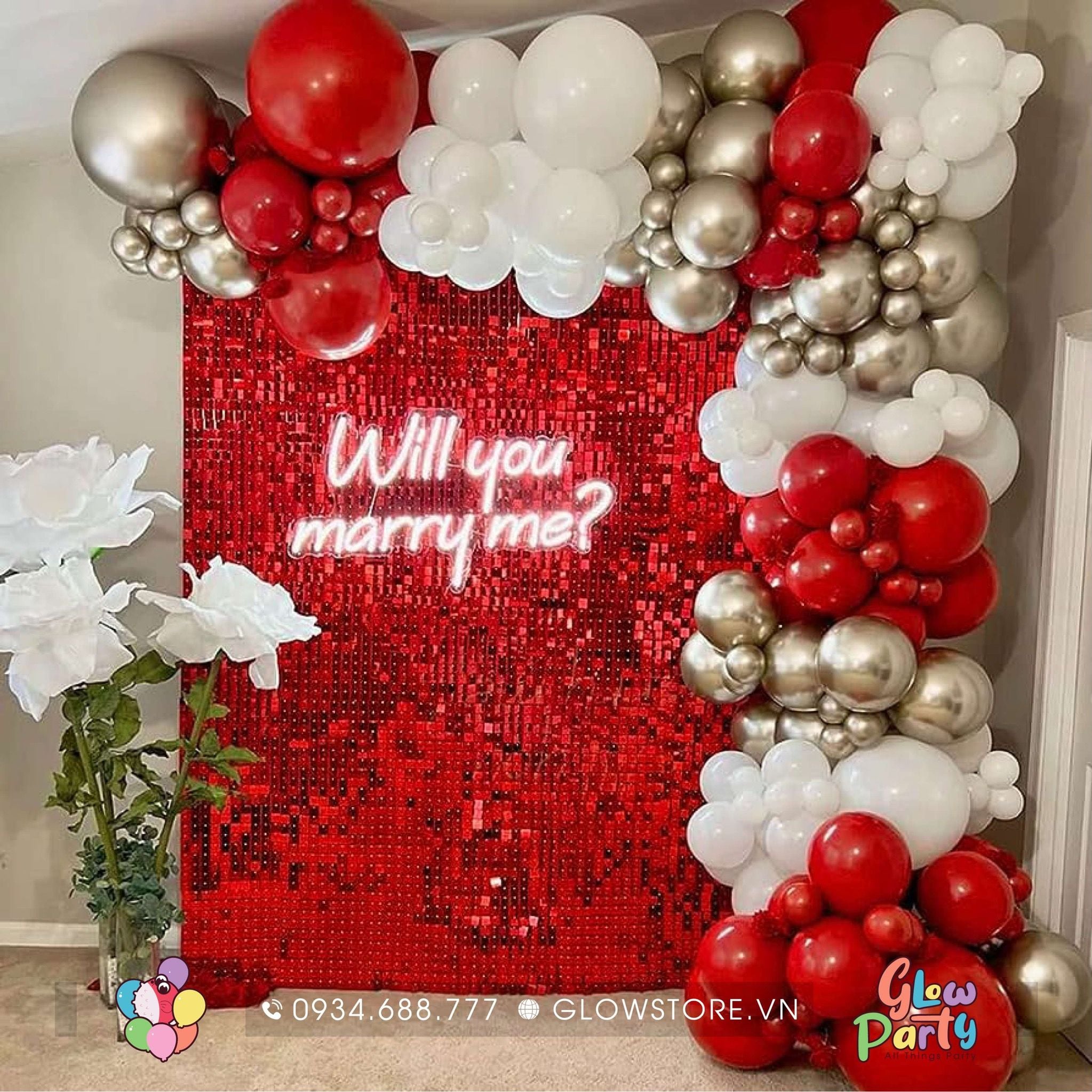 Rèm Background Sequin - Đỏ – Glowstore