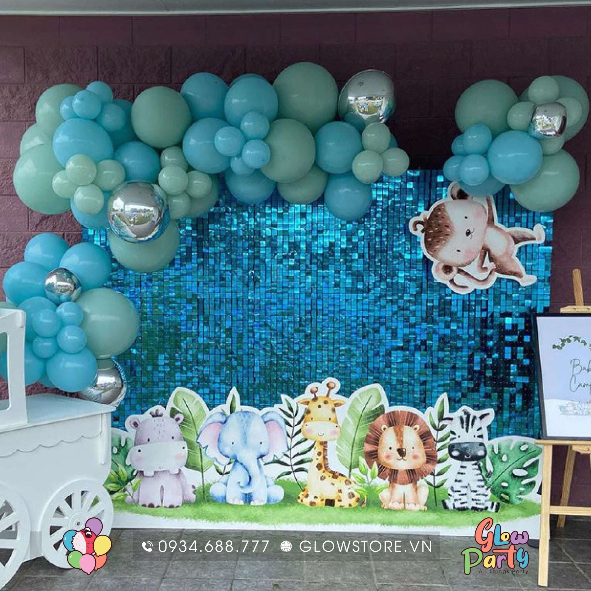 Rèm Background Sequin - Xanh dương – Glowstore