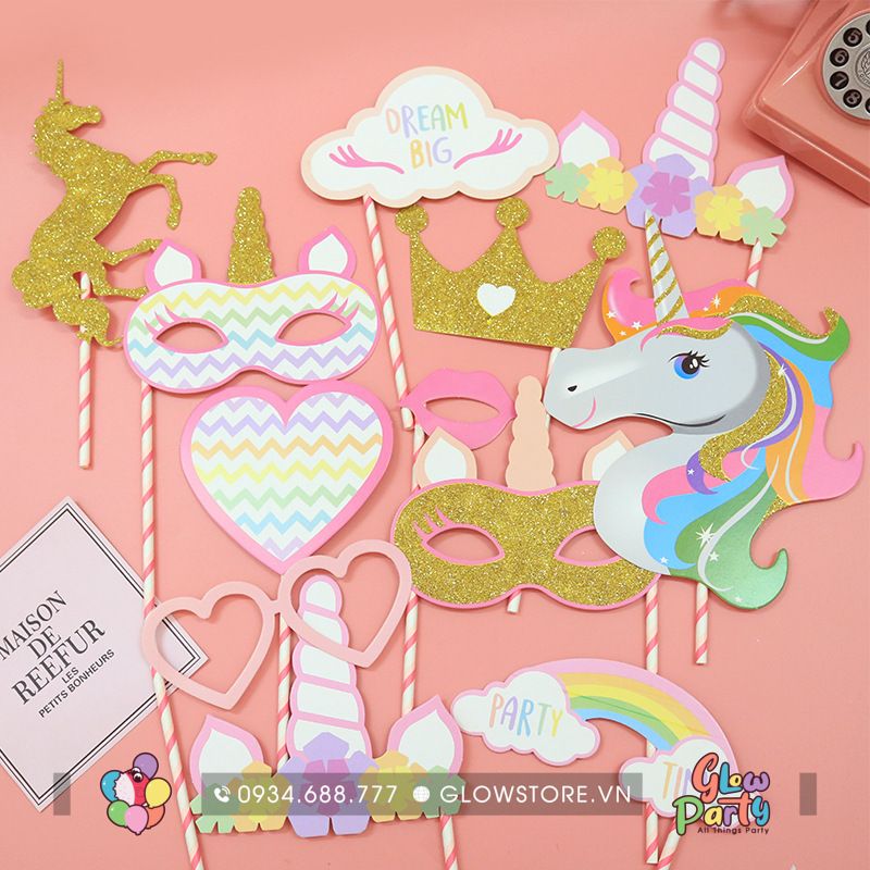 Bộ 12 Props chụp hình chủ đề - Unicorn