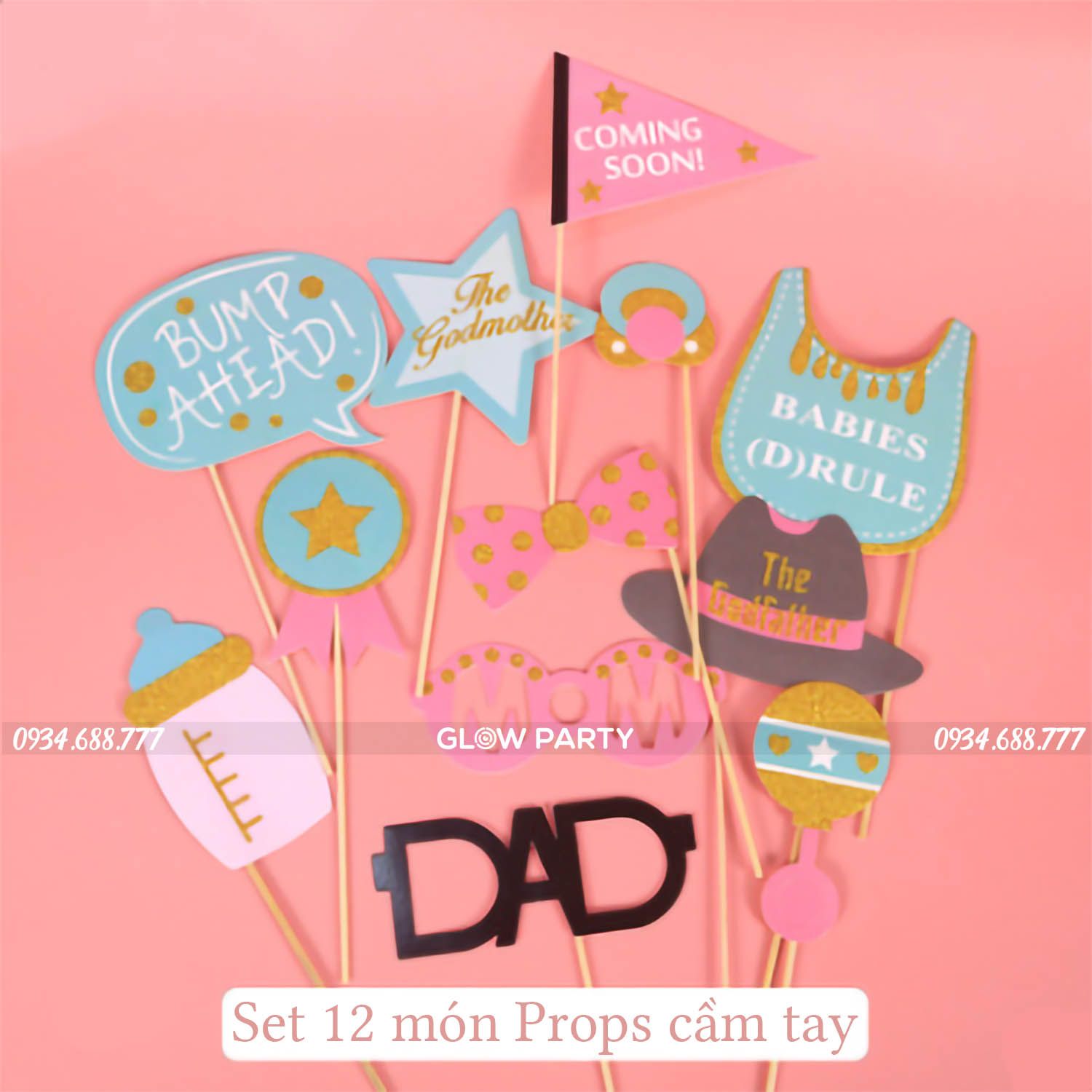 Bộ 12 Props chụp hình chủ đề - Baby Shower