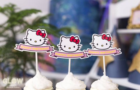  Que cắm Bánh Cupcake - Hello Kitty (set 10) 