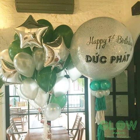  Combo bóng Jumbo kim tuyến - Xanh lá 