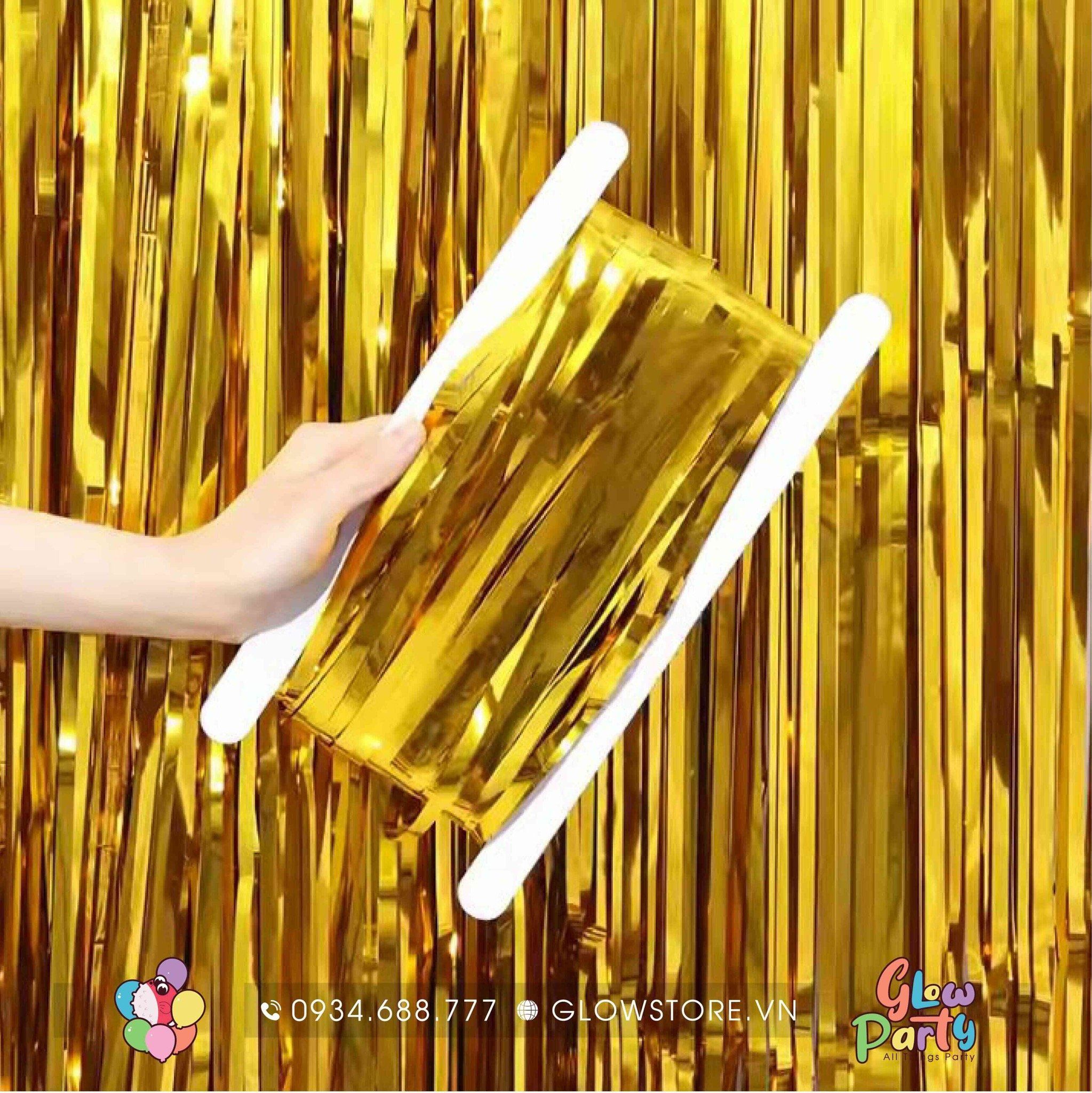 Rèm Background kim tuyến - Vàng Gold