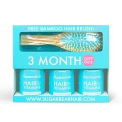 Sugarbearhair - Combo 3 hũ Kẹo gấu 3-month Supply - tặng lược Brush