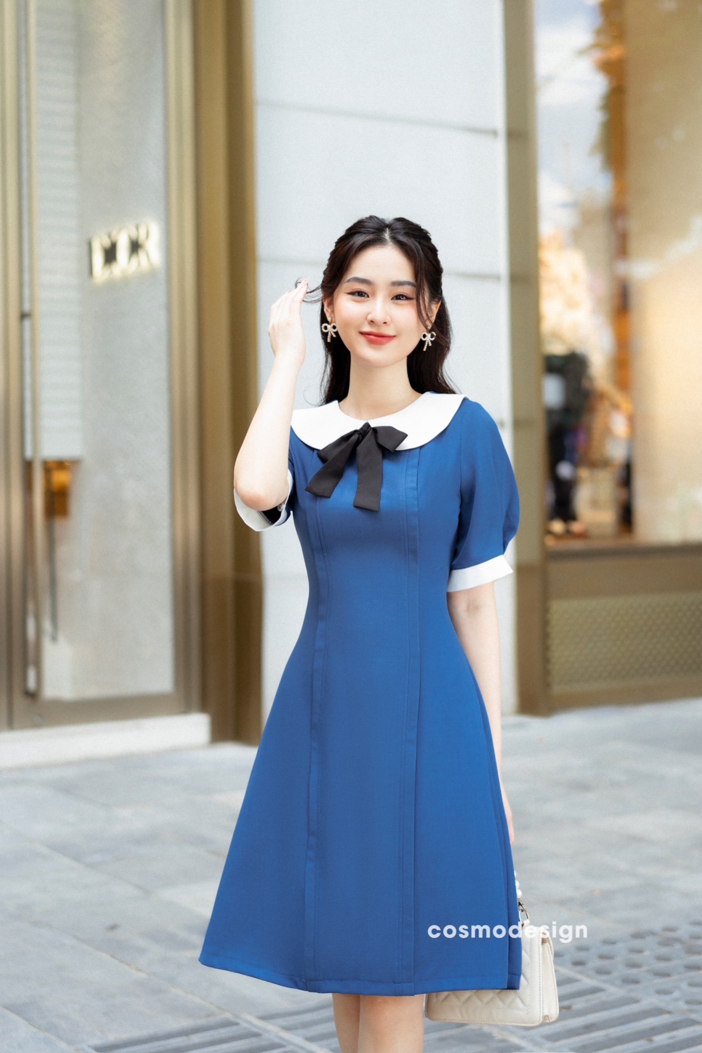 Đầm thun ôm SheByShj trễ vai màu xanh dương  Blue Dara Dress